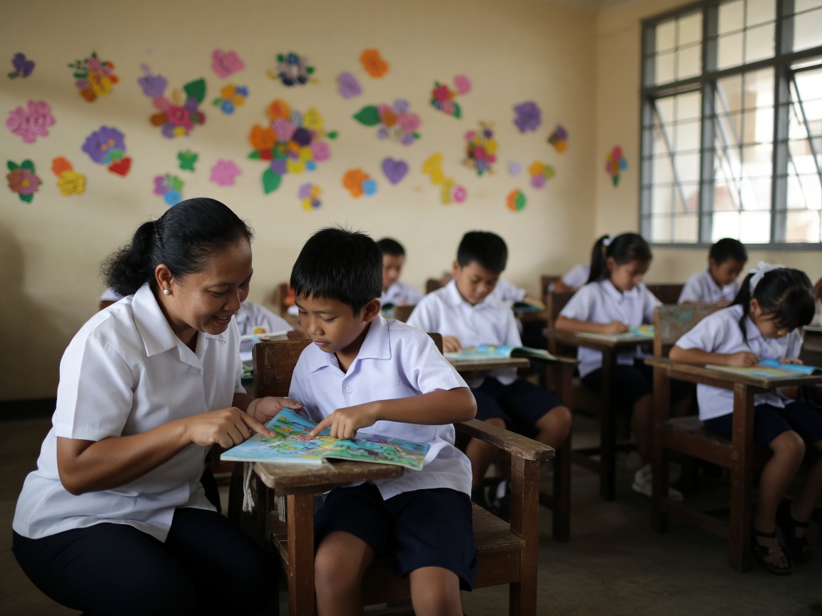 Pupils reading together in class